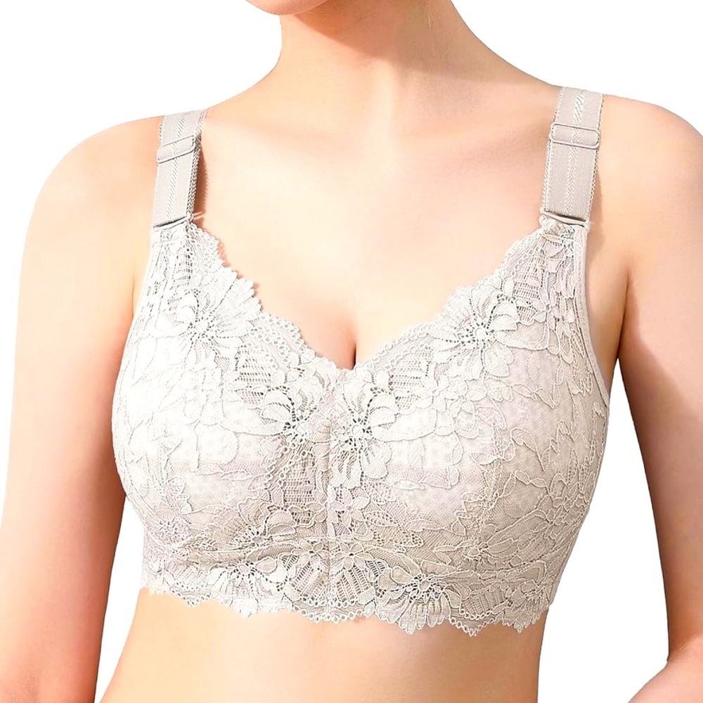 Baetty Lace Bra Full Coverage Wireless Bras 36C